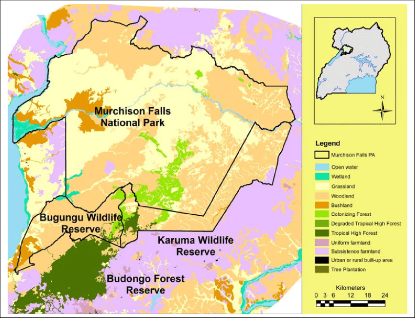 map of murchison falls national park